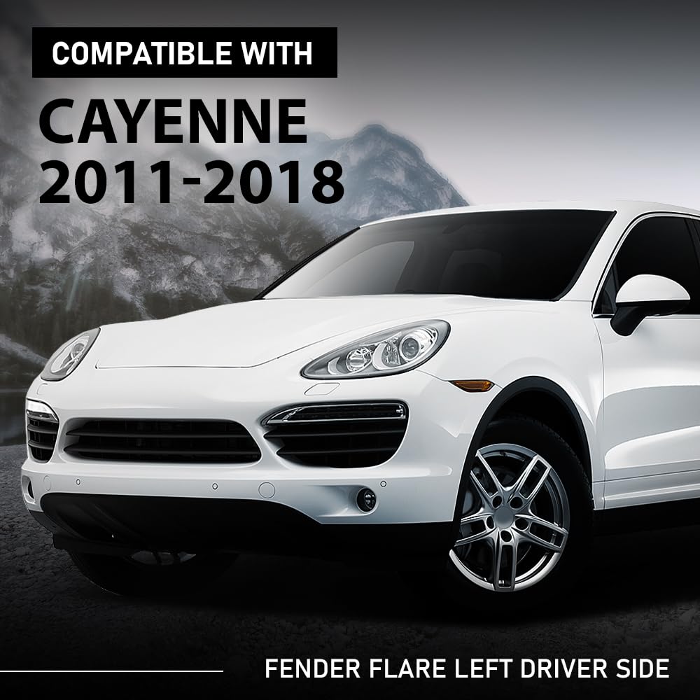G-PLUS Front Left Fender Flare Wheel Arch Molding Trim, Compatible with Porsche Cayenne 2011-2018, Driver Side, 95855972720, 958-559-727-20, 958559727209B9