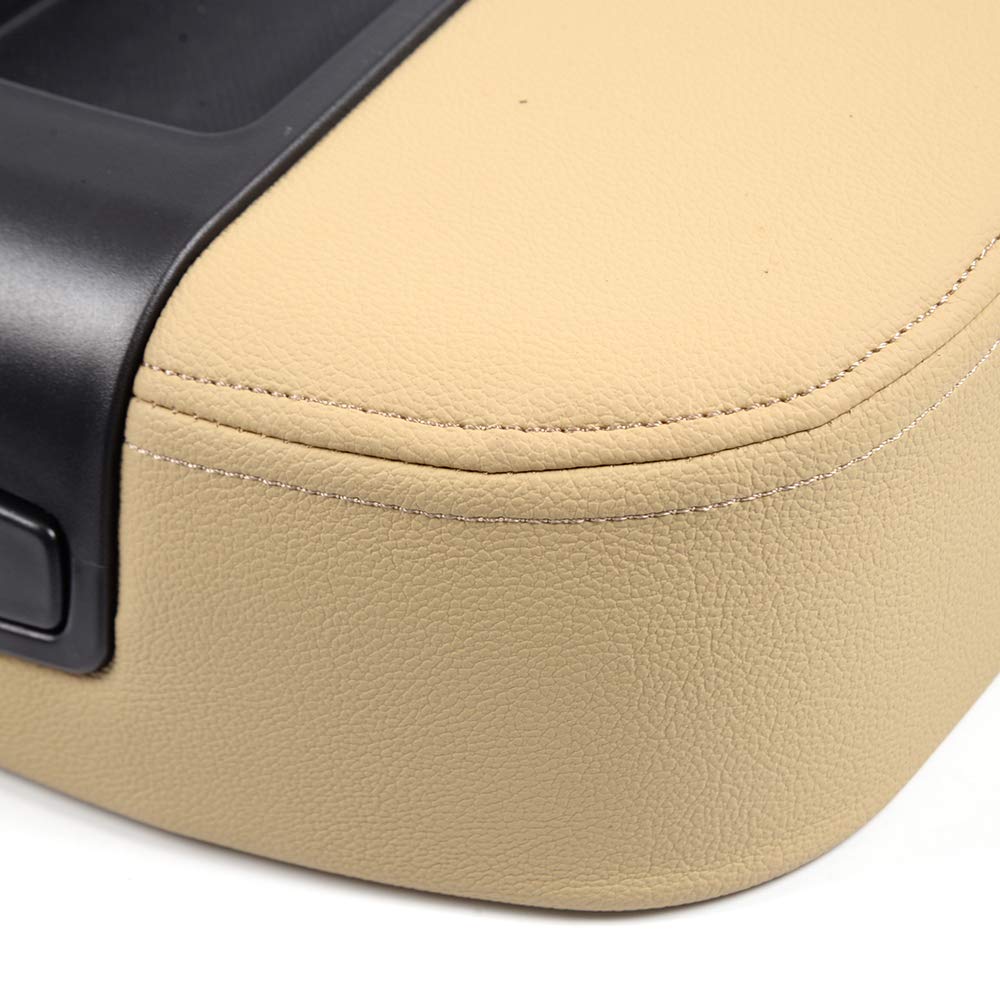 G-PLUS Front Center Console Armrest Lid Compatible with 07-14 Chevy GMC Silverado Sierra,Center Console Lid Assembly 15941534, 19328718, 15217111(Beige)