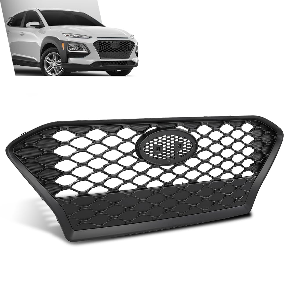 G-PLUS Front Bumper Radiator Grille Compatible with Hyundai Kona 2018-2021 Black 86350J9000