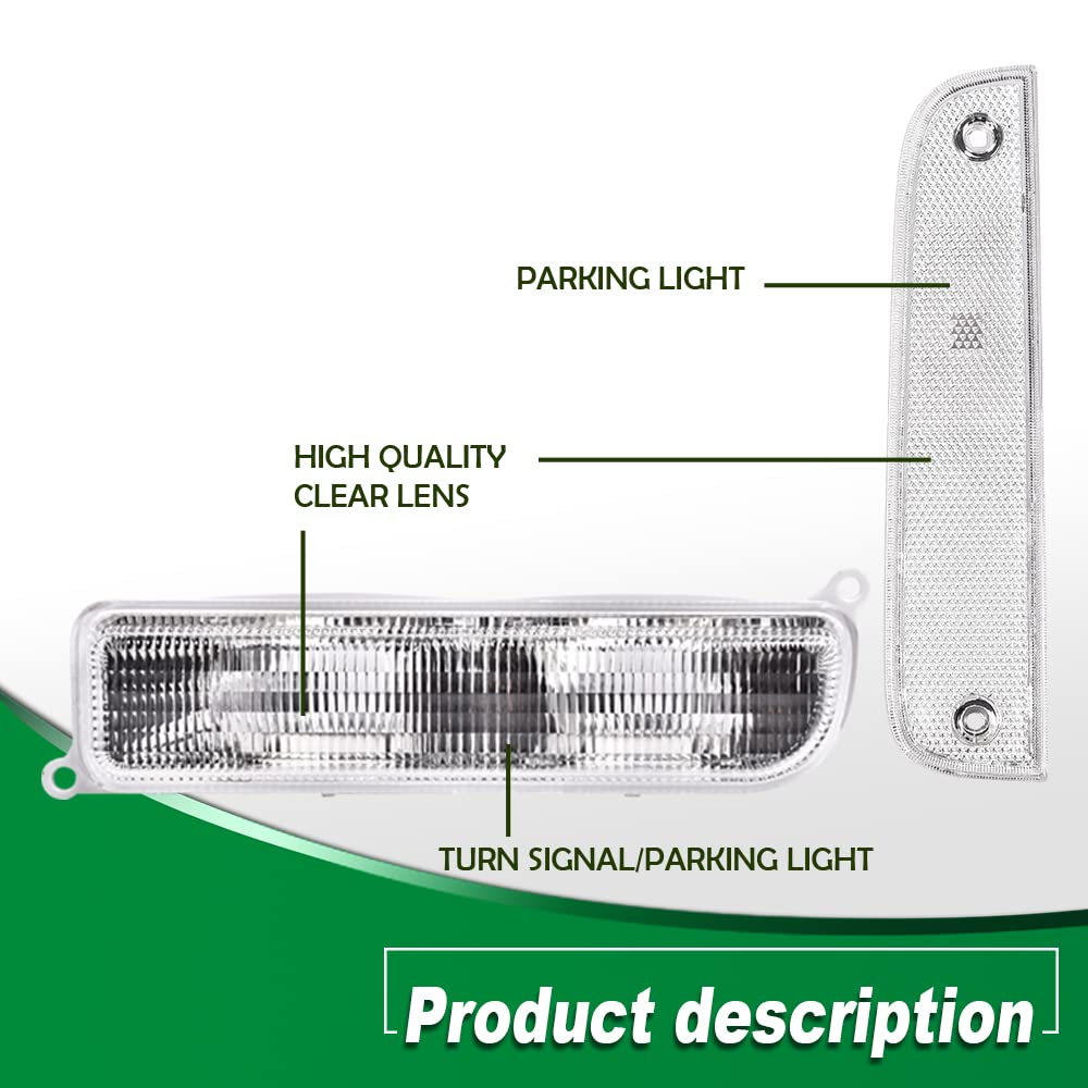 G-PLUS Corner Lights & Bumper Signal Lights Compatible with 1997-2001 Jeep Cherokee XJ,4 Pieces (Clear lens Chrome Housing Clear Reflector)