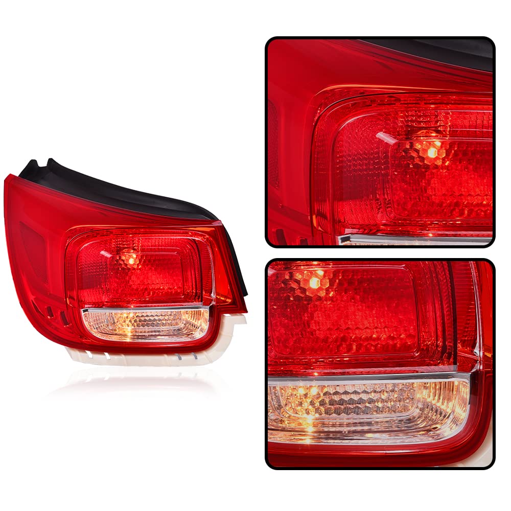 G-PLUS Rear Left Tail Light Assembly Compatible with Chevy Malibu LT/LS/Eco 2013 2014 2015, Fit 2016 Malibu Limited Rear Brake Lamp Luces Traseras, 23294318 GM2804110, Red Lens