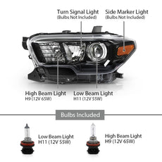 G-PLUS LED Headlights Assembly for Toyota Tacoma 2016-2022 Clear Lens Black Housing Amber Reflector Additional Angle