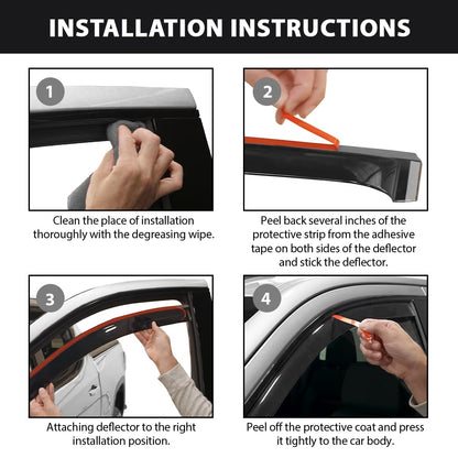 G-PLUS in-Channel Window Visors 4Pcs Compatible with Ford F150 Supercrew 2015-2025 & F150 Raptor SuperCrew 2017-2025 Rain Guards Side Wind Deflector with Tape Glossy Black