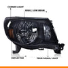 G-PLUS Headlights Assembly, Compatible with 2005 2006 2007 2008 2009 2010 2011 Toyota Tacoma Bumper Headlamps, Smoky Lens Black Housing Amber Reflector,faros delanteros