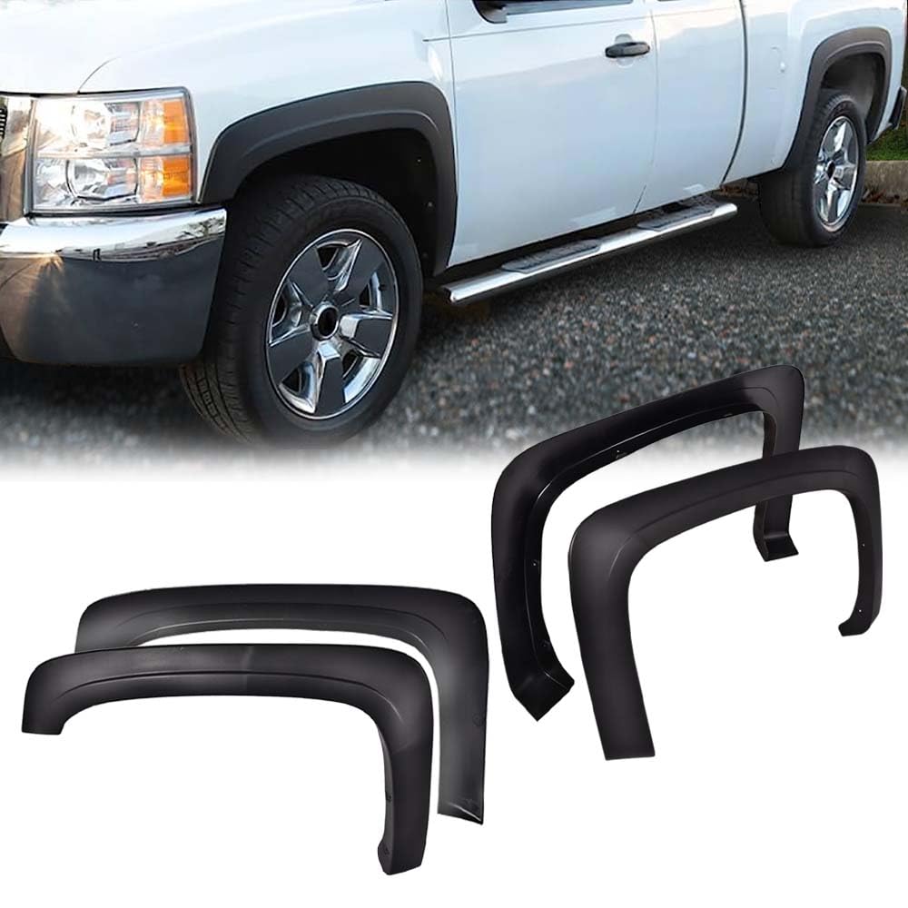 G-PLUS Silverado Fender Flares with 78.0"/97.6" Standard & Long Bed, Fit Chevy Silverado 1500/2500HD/3500HD 2007-2013 & 2007 Silverado New Body Style Only (Not Fit GMC Sierra & Dually Models)
