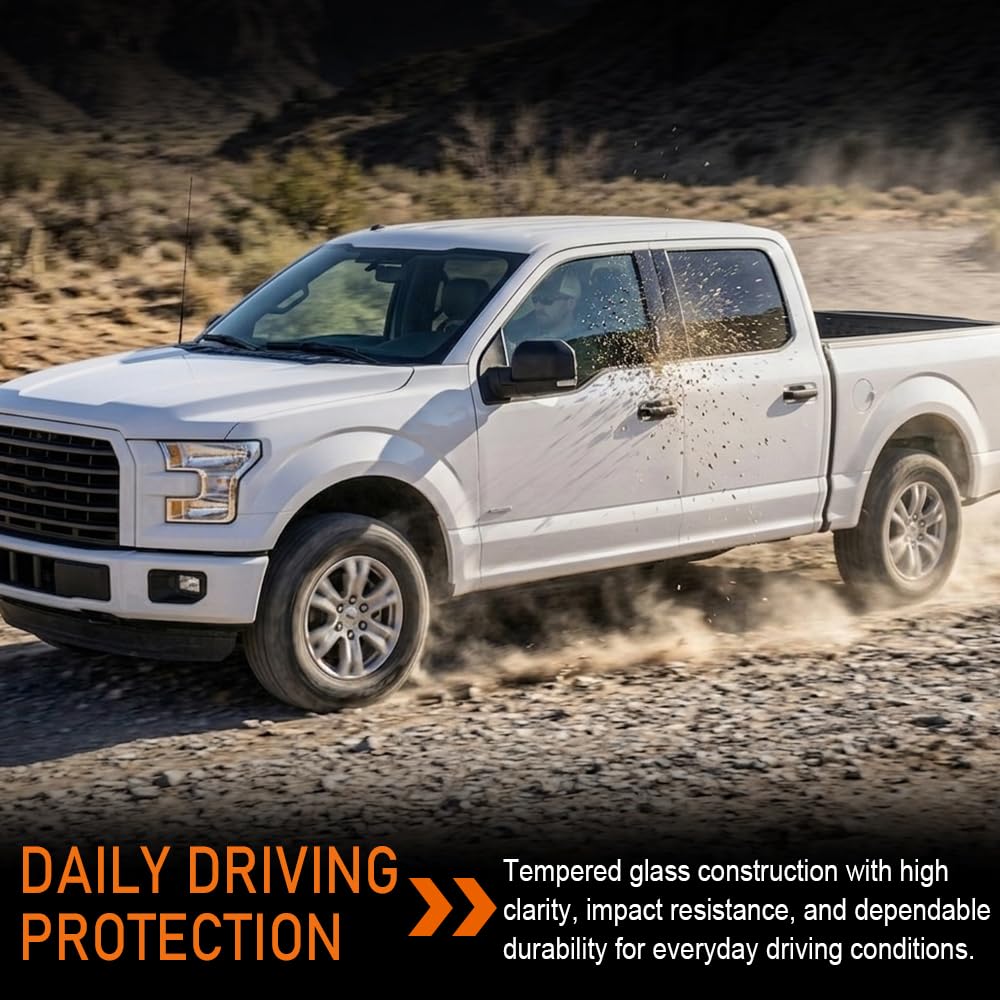 G-PLUS Front Driver Left Side Door Glass Tempered Window Compatible with Ford F150 / F250 / F350 / F450 2015-2024 FL3Z1521411A, DD12394GTYN Direct Fit OE Standard Clear