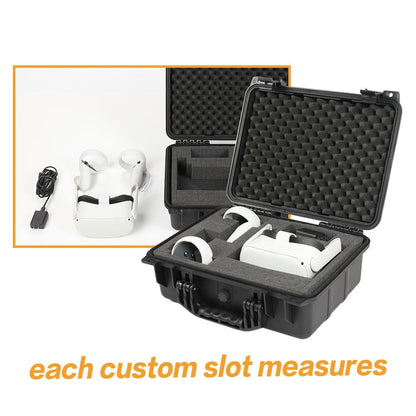 G-PLUS Hard VR Headset Carrying Case w/Foam Block Dividers,Waterproof Protector Storage Box Compatible with Meta Quest 3S/Quest 3/Quest 2,Travel Portable Case Fit Oculus Quest 3/Quest 2 Black Color