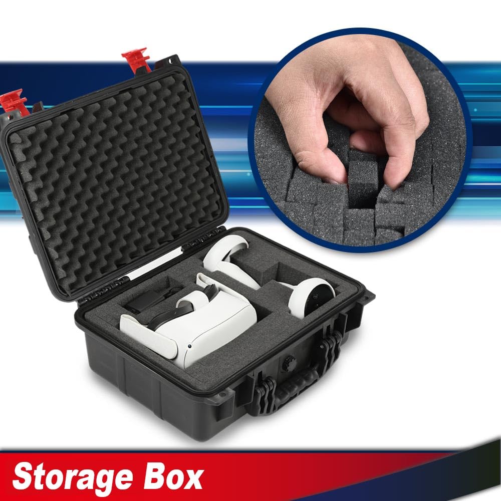 G-PLUS Hard VR Headset Carrying Case w/Foam Block Dividers,Waterproof Protector Storage Box Compatible with Meta Quest 3S/Quest 3/Quest 2,Travel Portable Case Fit Oculus Quest 3/Quest 2 Black&Orange