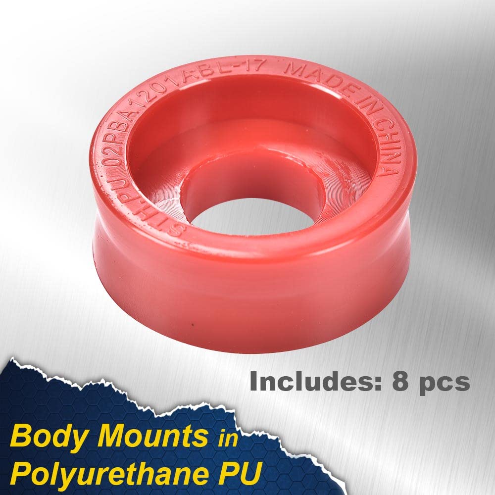 G-PLUS Body Mounts in Polyurethane PU Compatible With 1999-2017 F250 F350 Super Duty 2WD/4WD,Body Cab Mounts Bushings Kit (Red)