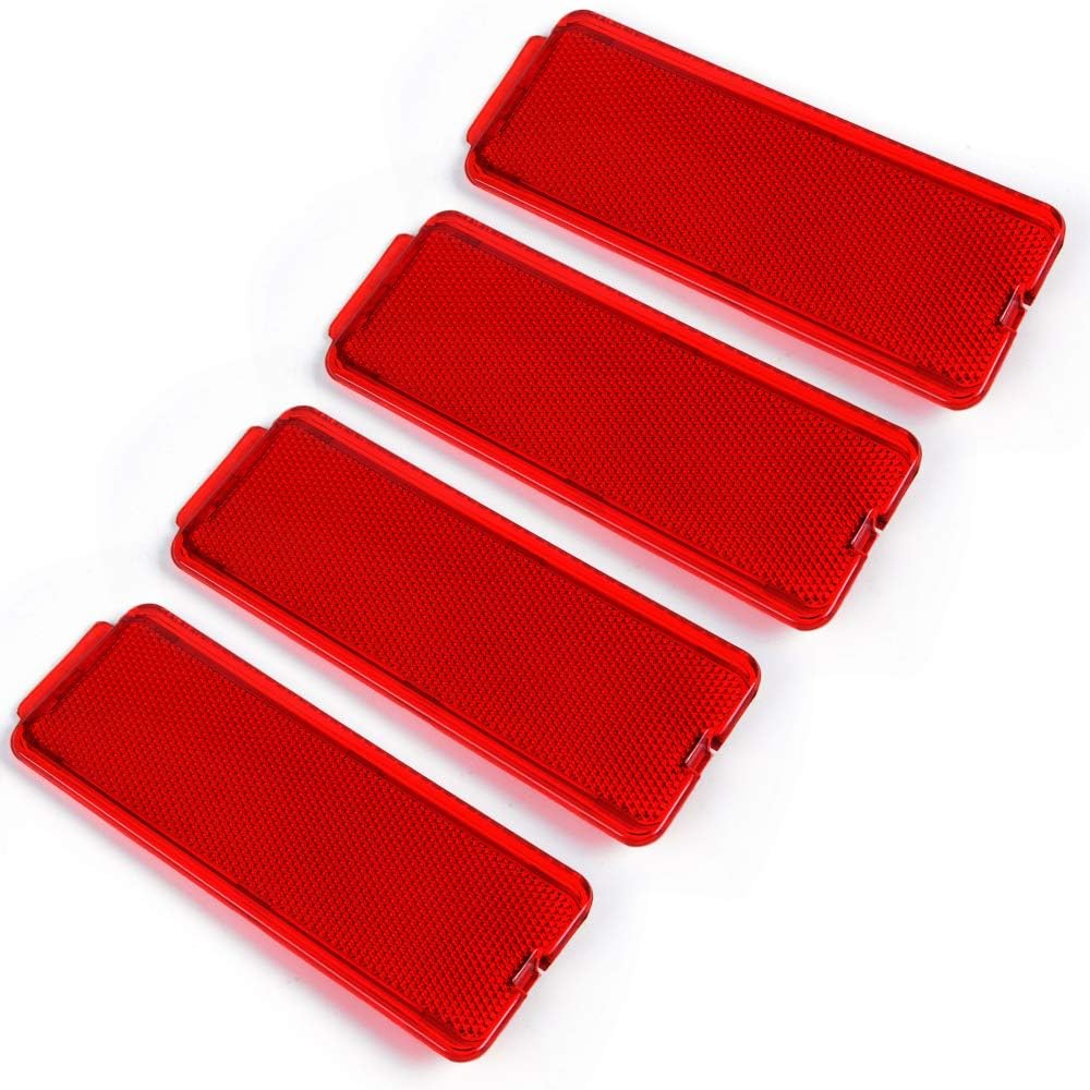 G-PLUS Front Rear Door Entry Reflector Interior Door Trim Panels Compatible with Ford Super Duty F250 F350 F450 F550 1999-2007/Fit Ford Excursion 2000-2005 F81Z2523820AA F81Z-2523820-AA Red 4 PCS