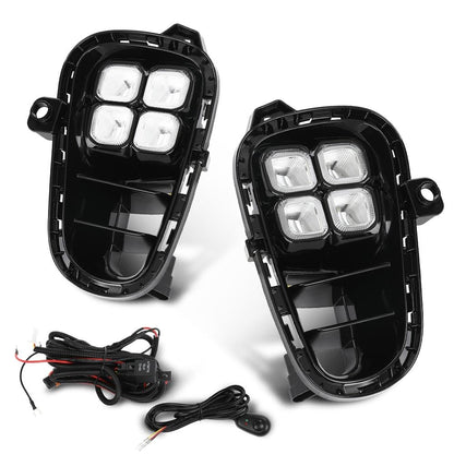 G-PLUS LED DRL Daytime Running Light Front Fog Lights w/Wire Harness & Switch Compatible with Kia Rio EX/LX/S 2018 2019 2020 Clear Lens Black Housing, 922011W710, 922021W710