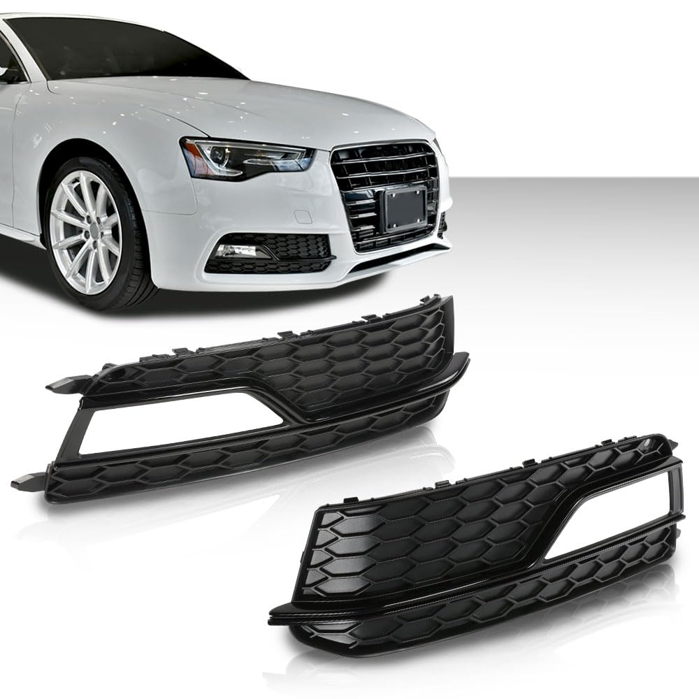 G-PLUS Black Front Bumper Fog Light Grilles Covers Driver and Passenger Side Fit Audi A5 S-Line S5 2013-2016 /Only Fit S-Line S5 Bumper Models/Not Fit For A5 Basic Version 8T0807681K 8T0807682K