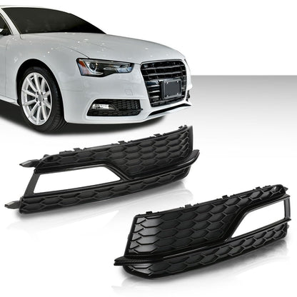 G-PLUS Black Front Bumper Fog Light Grilles Covers Driver and Passenger Side Fit Audi A5 S-Line S5 2013-2016 /Only Fit S-Line S5 Bumper Models/Not Fit For A5 Basic Version 8T0807681K 8T0807682K