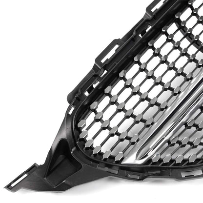 Diamond Style Front Bumper Grille Hood Grill Trim Shell Compatible with W205 C Class C250 C300 C400 C450 AMG Sport 2015 2016 2017 2018 (With Camera Hole)