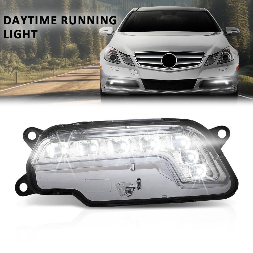 G-PLUS LED Left Fog Light Daytime Running Lamps, Compatible with Benz W212 E250 E350 E550 2010-2016, LH Driver Side, 2128200756, MB2562100