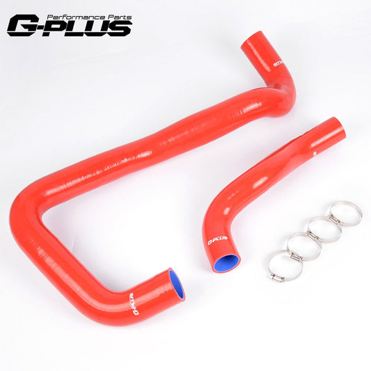 G-PLUS Silicone Radiator Hose Piping Kit Clamps Compatible With 2005-2007 Ford 6.0 6.0L Powerstroke Diesel,2PCS Red