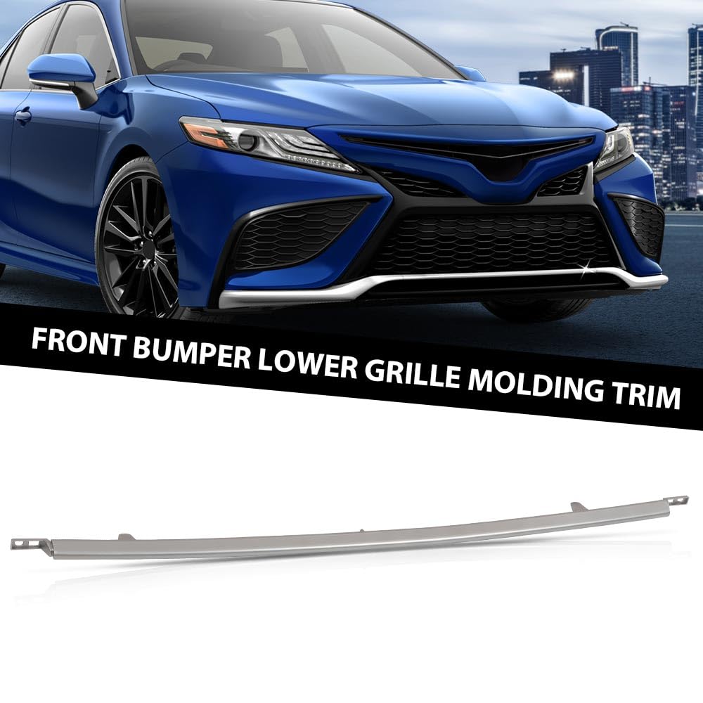 G-PLUS Chrome Front Bumper Lower Grille Grill Molding Trim Compatible with Toyota Camry SE XSE 2021 2022 Replacement for 5312206130 TO1044127