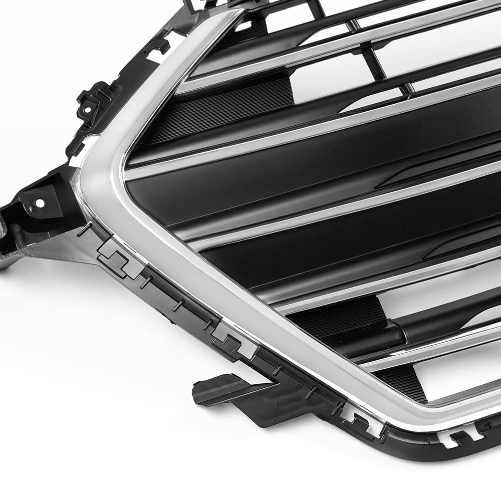 G-PLUS Front Upper Bumper Grille Chrome & Black Grill Trim Compatible With 2017-2018 Hyundai Elantra