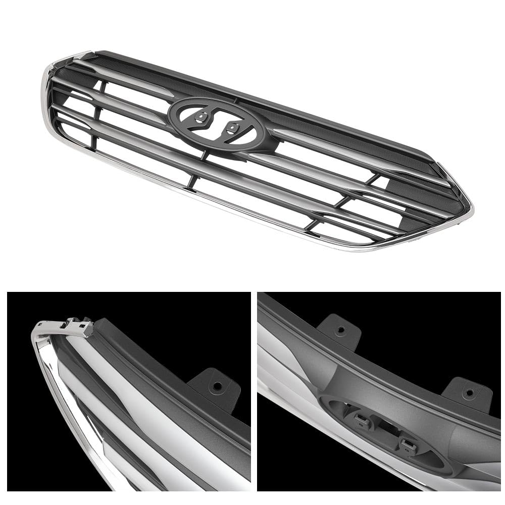 G-PLUS Grille Assembly Compatible with Hyundai Santa Fe Sport 2017 2018 ABS Plastic Grill 863514Z500, HY1200201