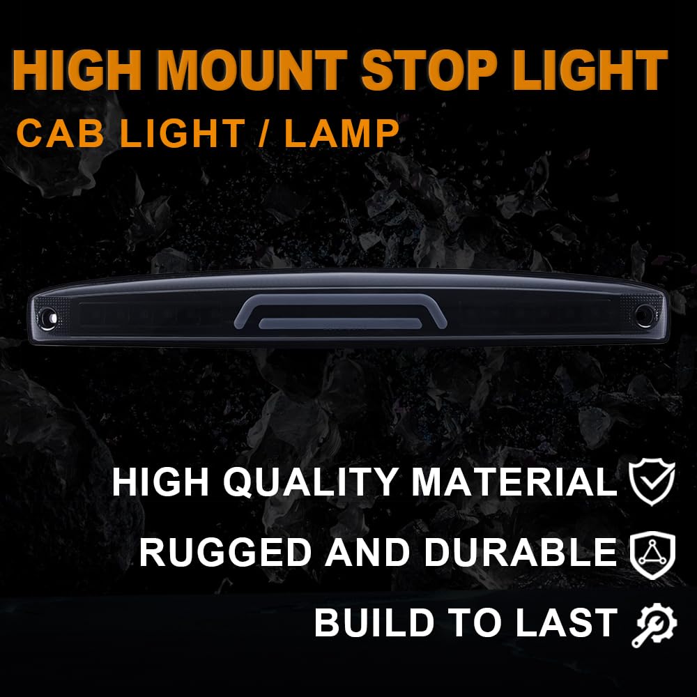 G-PLUS 3D LED Bar Rear Center Third Brake Light Compatible with Dodge Ram 2500 3500 Truck 2003 2004 2005 2006 Brake Tail Lamp Assembly(Smoky lens Black Housing)