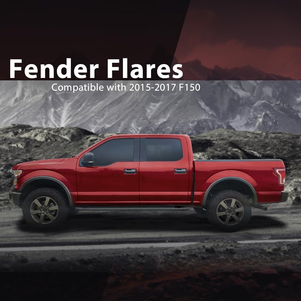 G-PLUS Fender Flares, Compatible with Ford F150 2015 2016 2017 Styleside, 4PCS Wheel Protector Cover Trim Guards Black Factory Style