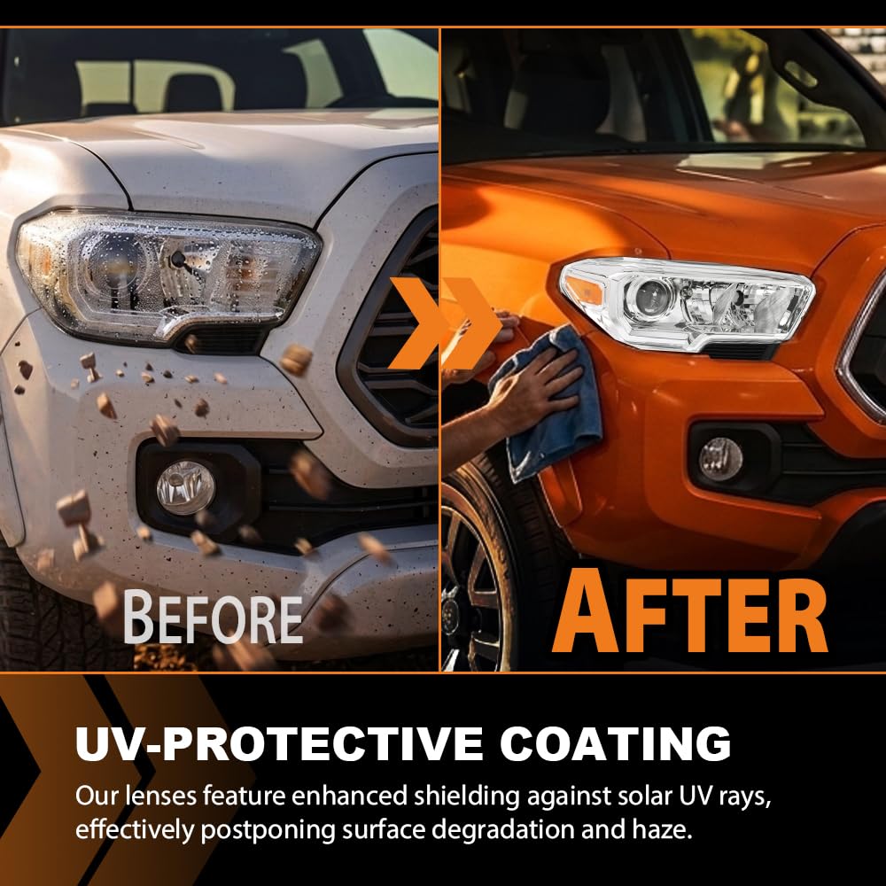 G-PLUS Headlight Assembly Left and Right Side w/o LED Daytime Running Light Compatible with Toyota Tacoma SR Crew Cab/Extend Cab Pickup 2019-2023 2PCS White