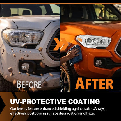 G-PLUS Headlight Assembly Left and Right Side w/o LED Daytime Running Light Compatible with Toyota Tacoma SR Crew Cab/Extend Cab Pickup 2019-2023 2PCS White