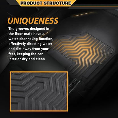 G-PLUS Floor Mats Compatible with Dodge Ram 2500/3500 2010-2018/Fit Dodge Ram 1500 2009-2023(19-23 Classic Body) Crew Cab w/Auto Trans All Weather Full Cover Protection TPE Liners 1st & 2nd Row 3PCS