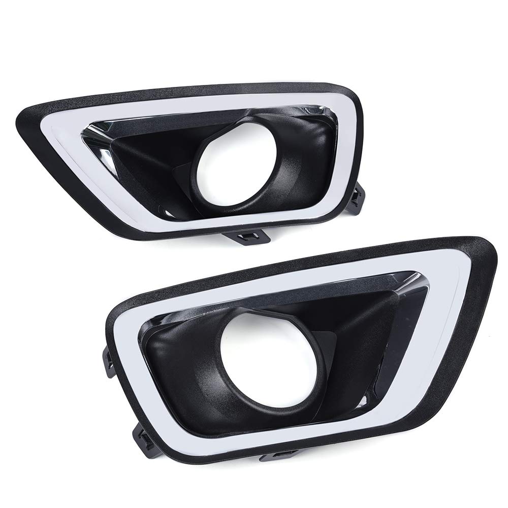 G-PLUS One Pair Clear Lens Driving Fog Light Lamps w/Chrome Trim Bezel Compatible With Chevy Colorado 2015-2019 Left and Right Sides