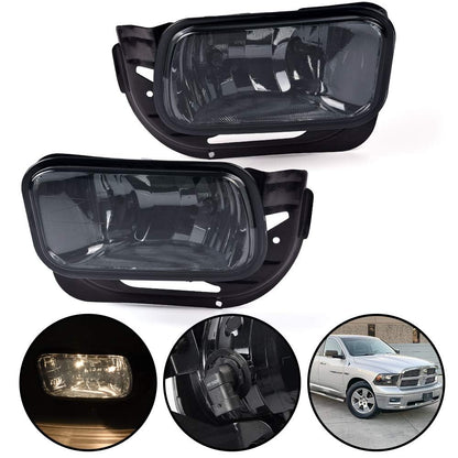 G-PLUS Front Bumper Fog Lights Assembly, Compatible With Dodge Ram 1500 2009-2012/ Ram 2500 3500 2010-2018 Driving Lamps w/Bracket Smoke Lens