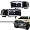 G-PLUS LED Light Strip Headlights w/o Bulbs Fit Dodge Ram 1500 1994-2001/Dodge Ram 2500 3500 1994-2002 Clear Lens Black Housing Clear Reflector Bumper Headlamps,faros delanteros Assembly