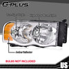 G-PLUS Headlights Bumper Headlamps Assembly Compatible with 2002-2005 Dodge Ram 1500 2500 3500, Clear Lens Chrome Housing Amber Reflector,faros delanteros