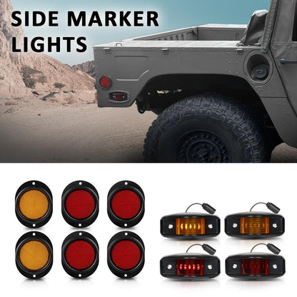 G-PLUS Side Marker Light LED with Reflectors Kit Compatible with Humvee M998 Hummer Universal 4pcs