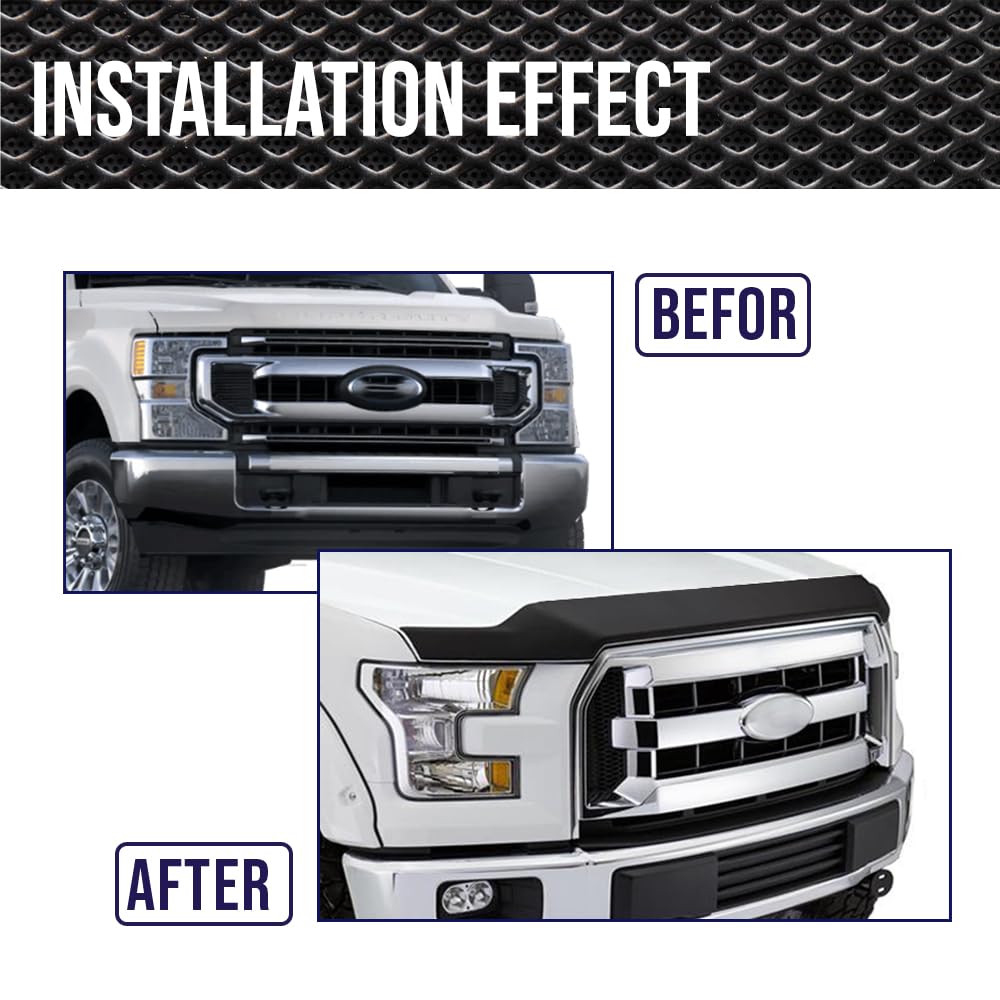 G-PLUS Hood Deflector Compatible with Ford F250 F350 F450 F550 Super Duty 2017 2018 2019, Bug Shield Guard Bonnet Protector, Black