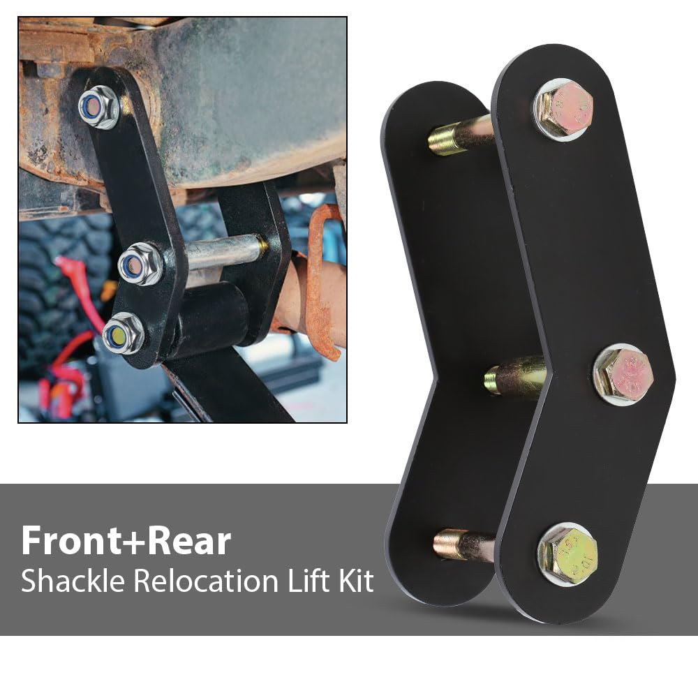 G-PLUS Front and Rear 2" Shackle Relocation Lift Kit Compatible with Jeep Wrangler YJ 1987-1995 Front & Rear 2" Buckle Lift Kit