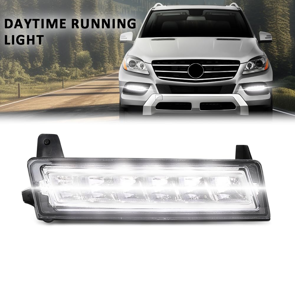 G-PLUS Front LED Right Fog Lamp Daytime Running Light, Compatible with Benz ML Class GL Class 2008-2013/ GLK Class 2009-2013, RH Passenger Side, A1649060251, 1649060251