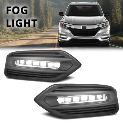 G-PLUS LED Fog Lights w/Wiring + Switch + Covers Set Compatible with Honda HRV HR-V Sport Utility 4-Door 2019-2022 71106T7AJ10,HO1038158,HO2603104 Black