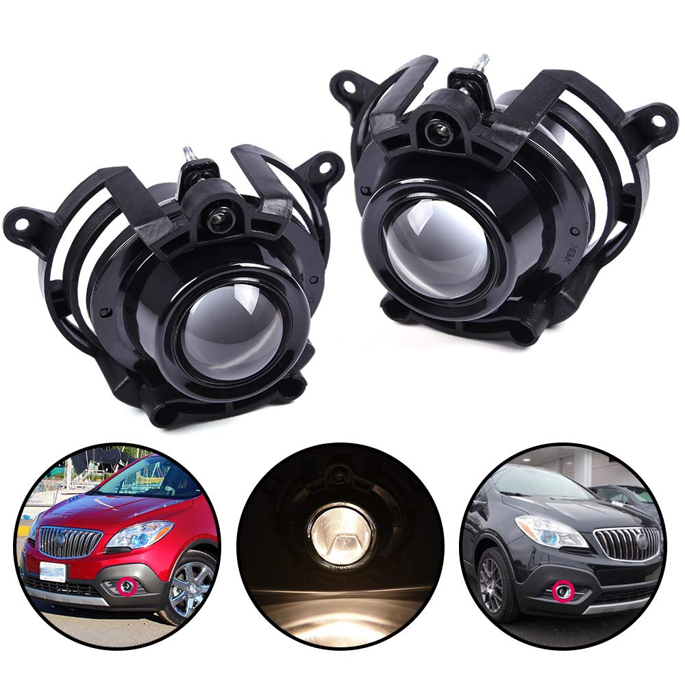 G-PLUS Projector Fog Lights Compatible With 08-17 Chevy Saturn Malibu Buick Envision/08-13 CTS (NOT Fit V models) LH/RH Driving Fog Lamp 2PC