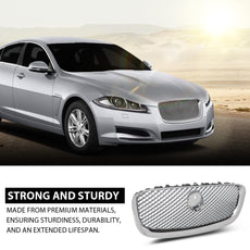 G-PLUS Upper Front Center Grille for Jaguar XF XFR 2012-2015 Silver Additional Angle