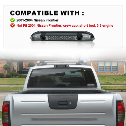 G-PLUS LED 3rd Brake Light Compatible with Nissan Frontier Pickup 2001 2002 2003 2004 3rd High Mount Stop Lamp, Smoky Lens Chrome Housing