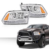 G-PLUS LED Bar Plank Style Headlights Fit for Dodge Ram 1500 2500 3500 2013-2018 Projector Headlamp,Fit Models w/Dual Beam& Quad Beam Models,Clear Lens Chrome Housing Amber Reflector