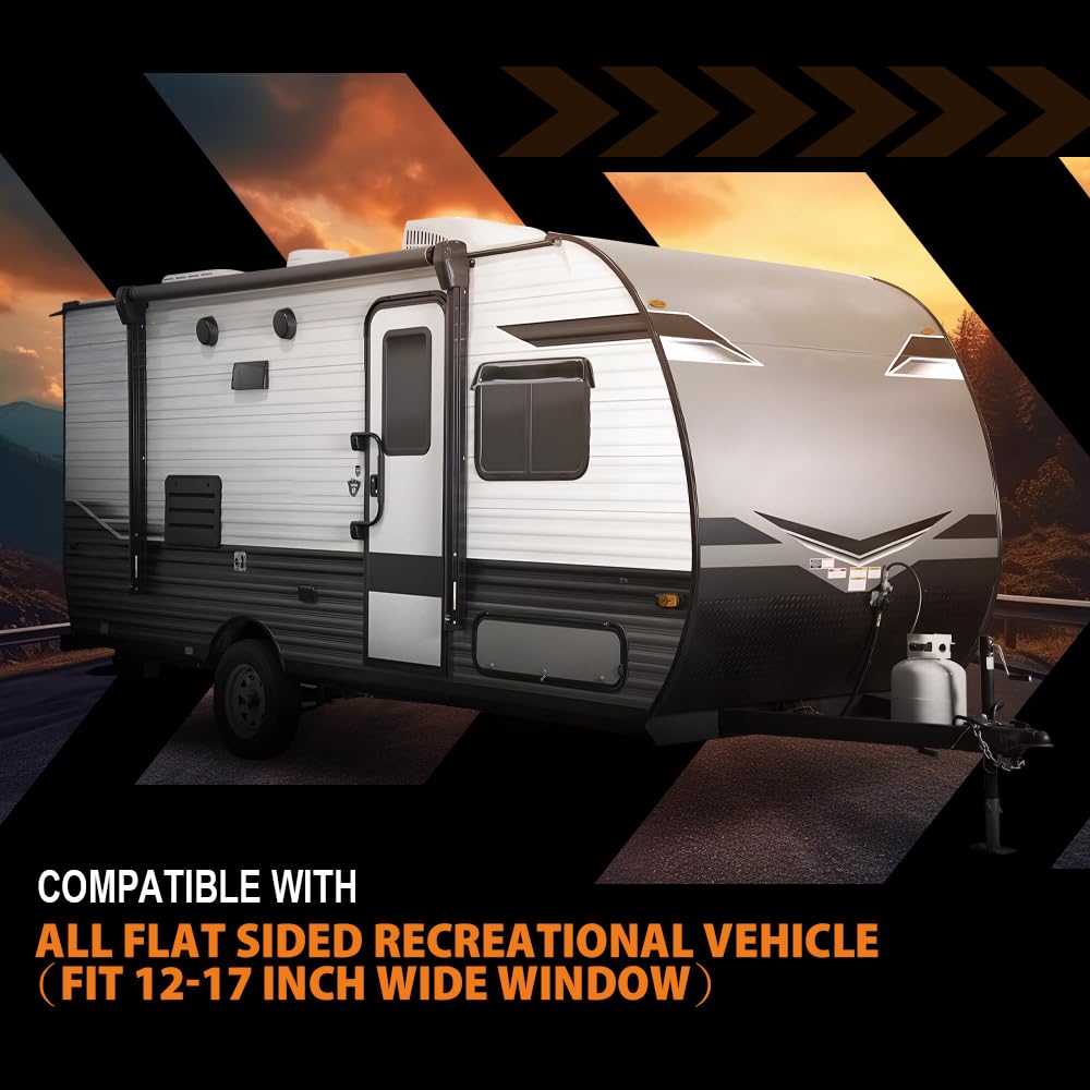 G-PLUS Window Deflector and Sun Visor Compatible with All Flat Sided Recreational Vehicle(12-17 Inch Wide Window) Impact-Resistant Smoky