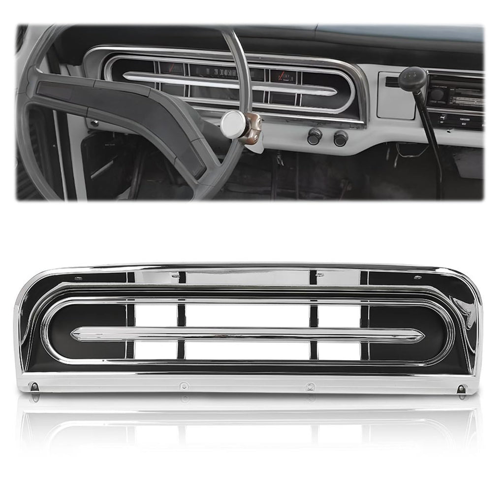 G-PLUS Dash Bezel Trim Compatible with Ford F100 F350 Truck 1967 1968 1969 1970 1971 1972 Chrome Dashboard Cover Panel