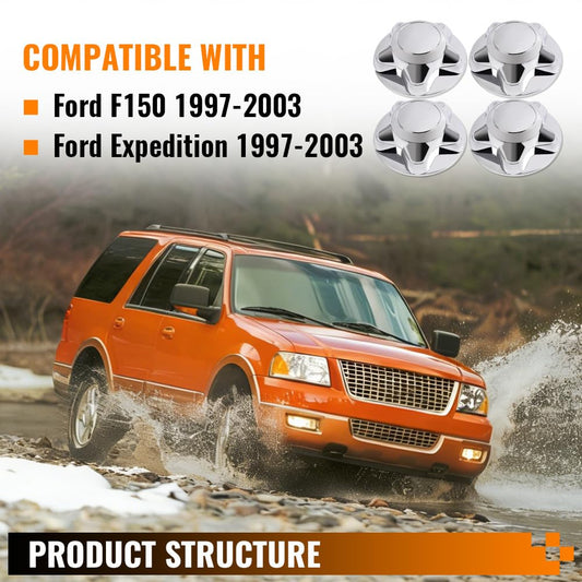 G-PLUS Chrome Wheel Hub Center Caps Cover Replacement with 7" Cap Compatible with 1997-2003 Ford F150/Fit 1997-2003 Ford Expedition 4pcs