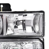 G-PLUS Headlights Assembly w/Bulbs Fit Chevy Suburban C1500 C2500 K1500 K2500 1994-1999, Fit GMC C2500 K2500 1994-2000, Left & Right Headlamps Assembly, Clear Lens Chrome Housing Clear Reflector