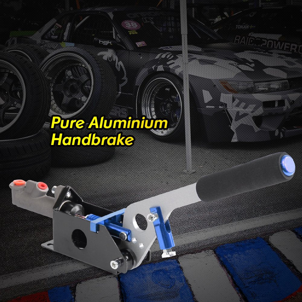 G-PLUS Hydraulic Handbrake Universal Ebrake Fit for Drift Track Rally Racing Emergency Parking E-Brake Adjustable Pre-Load & Pin Locations Vertical Horizontal with Anti-Slip Sponge Handle Blue