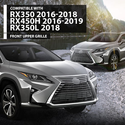 G-PLUS Front Bumper Upper Grille Compatible with LX RX350 2016-2018, Fit LX RX450H 2016-2019 & RX350L 2018, 531110E170, LX1200180 Gray