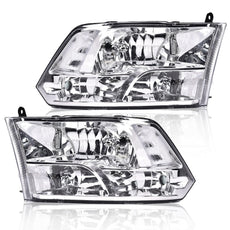 G-PLUS Headlights Assembly for Dodge Ram 1500 2500 3500 2009-2012 Clear Lens Chrome Housing