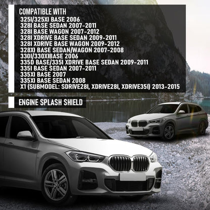 G-PLUS Engine Splash Shield Rear Passenger Right Side Fit BMW 325i 325xi 330i 330xi Base 2006 51757059392 Black