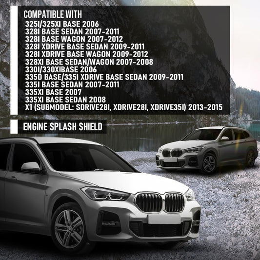 G-PLUS Engine Splash Shield Rear Passenger Right Side Fit BMW 325i 325xi 330i 330xi Base 2006 51757059392 Black